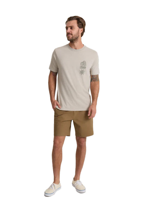 Roark Phonograph Tee - Fossil- Front with full view of model