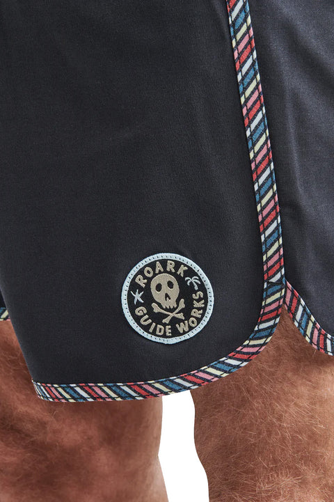 Roark Revival Chiller 17" Boardshorts - Tuamotu Dark Navy - Scalloped Detail