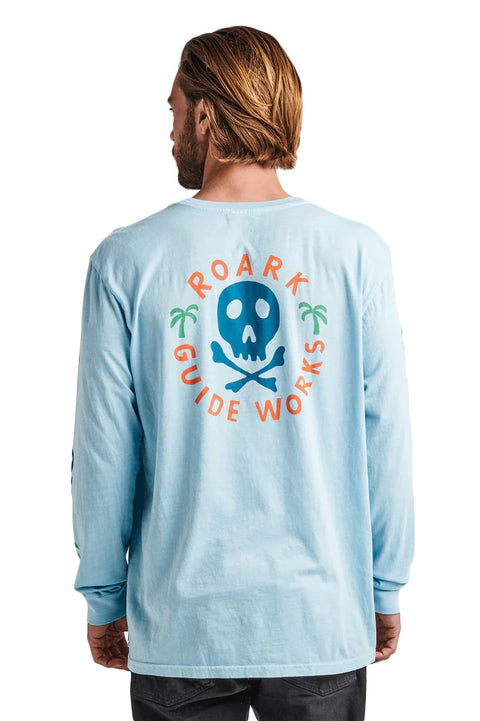 Roark Revival Guideworks Skull Long Sleeve Premium Tee - Light Blue - Back