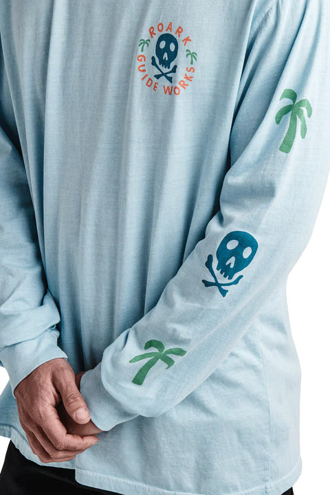 Roark Revival Guideworks Skull Long Sleeve Premium Tee - Light Blue - Long Sleeve Detail