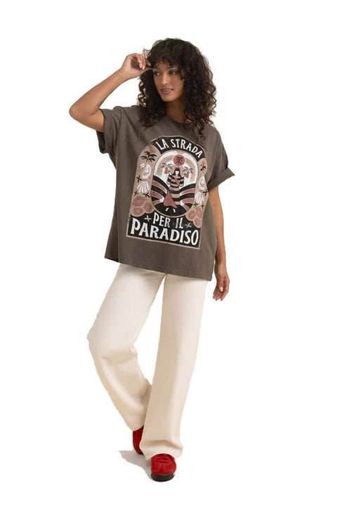 Roark Road To Paradise Oversized Premium Tee - Mocha - Front