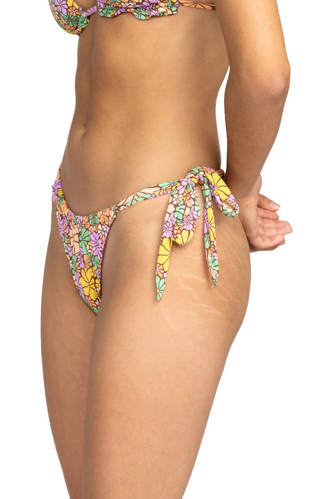 Roxy All About Sol Cheeky Tie Side Bikini Bottoms - Root Beer All About Sol Mini - Side
