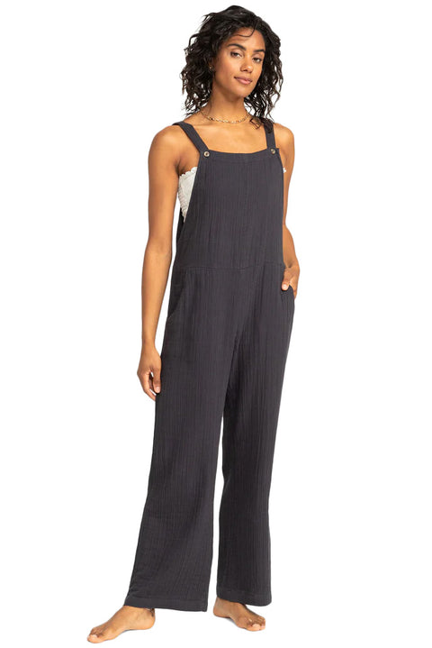 Roxy Beachside Dreaming Overall Jumpsuit - Phantom- Front