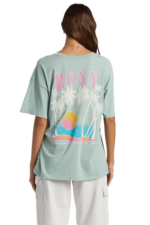 Roxy Bring The Good Vibes Oversized T-Shirt - Blue Surf- Back