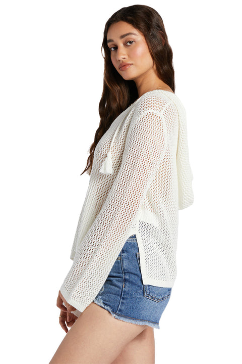 Roxy Cropped After Beach Break Hoodie - Egret - Side