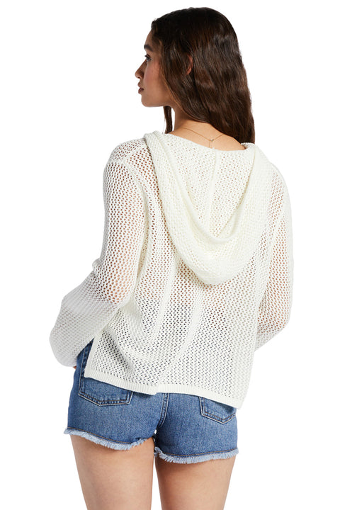 Roxy Cropped After Beach Break Hoodie - Egret - Back