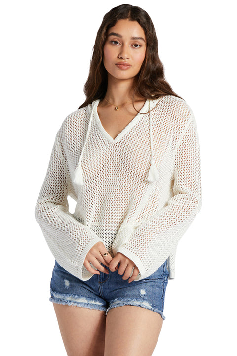 Roxy Cropped After Beach Break Hoodie - Egret