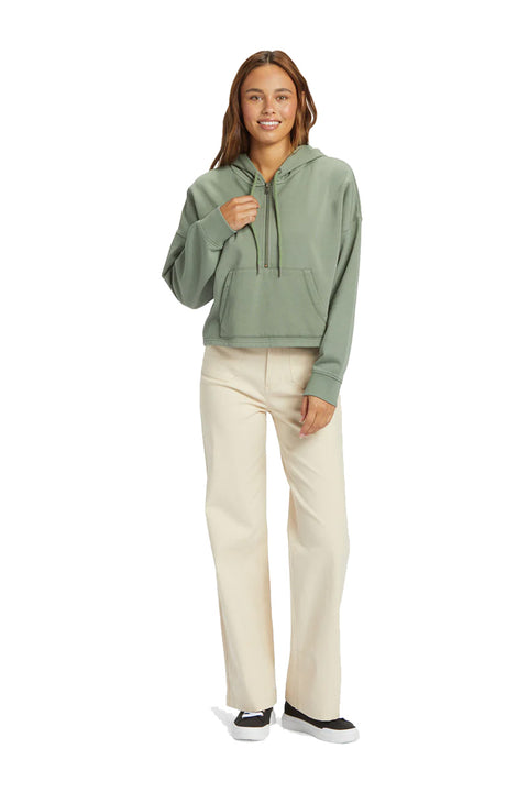 Roxy Drakes Cove Half-Zip Hoodie - Agave Green - Full