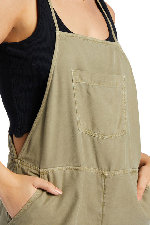 Roxy Fresh Set Coverall Romper - Deep Lichen Green - Chest Closeup