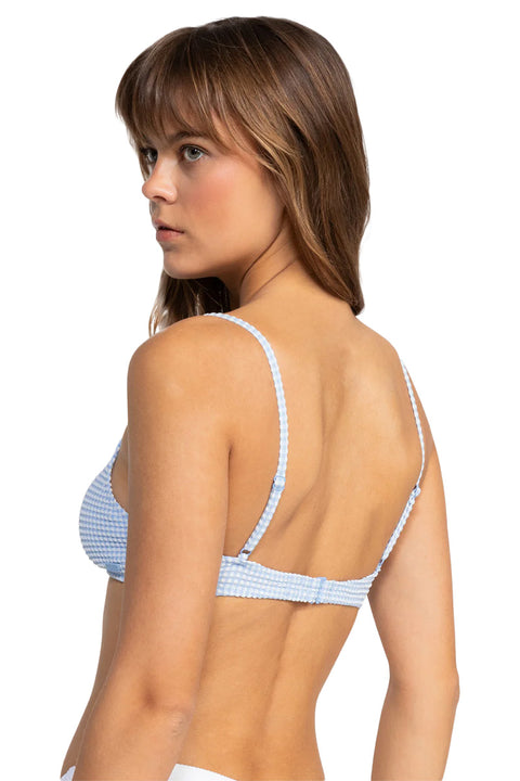 Roxy Gingham Bralette Bikini Top - Sky Blue - Back