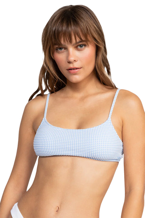 Roxy Gingham Bralette Bikini Top - Sky Blue