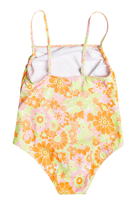 Roxy Girl's 4-16 Last In Paradise One Piece Swimsuit - Mock Orange Piece Of Paradise