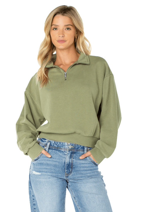 Roxy Half Moon Fleece - Oil Green Solid- Front