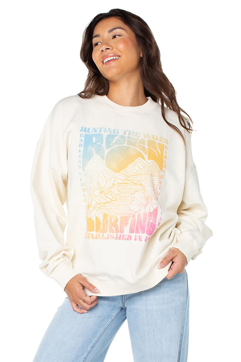 Roxy Lineup Oversized Crew - Cloud Dancer Sunny Oversize- Front
