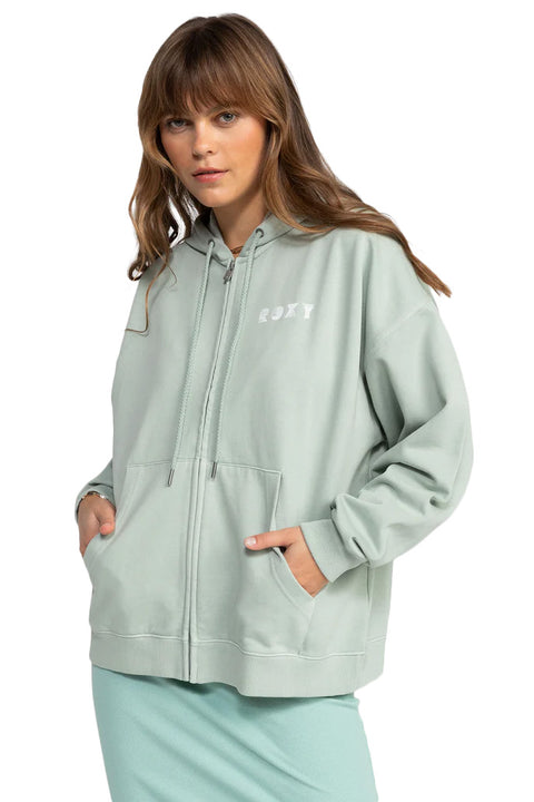 Roxy Lineup Oversized Zip - Blue Surf- Front