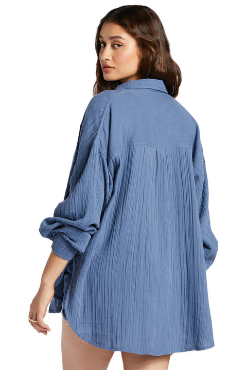 Roxy Mellow Morning Long Sleeve Shirt - Bijou Blue - Back