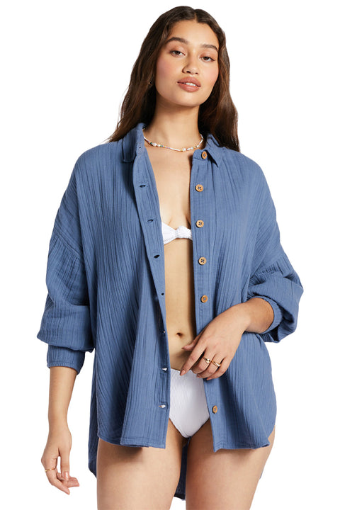 Roxy Mellow Morning Long Sleeve Shirt - Bijou Blue