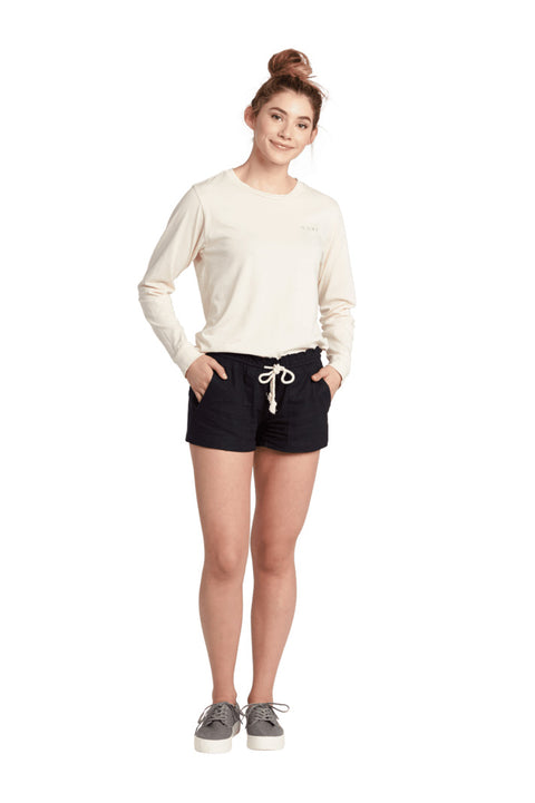 Roxy Oceanside Short - Anthracite Solid- Front with full view of model