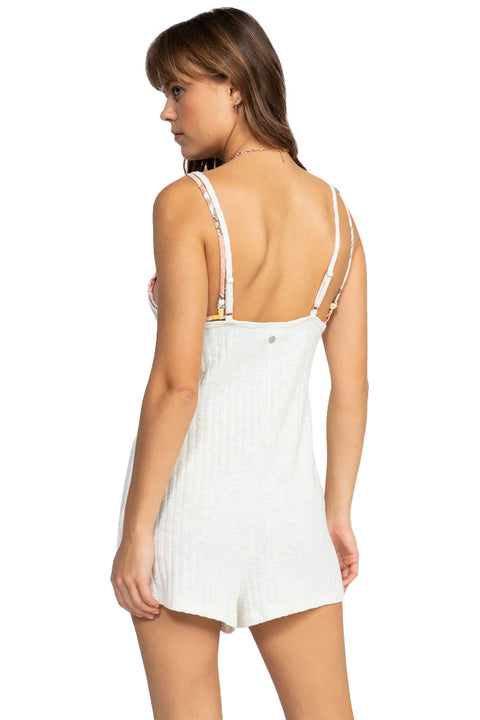Roxy On Our Way V-Neck Romper - Egret- Back
