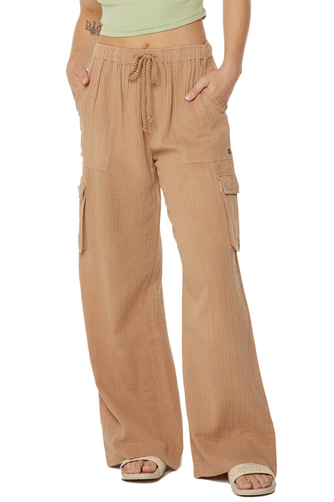 Roxy Precious Cargo Pant - Praline Solid- Front close up