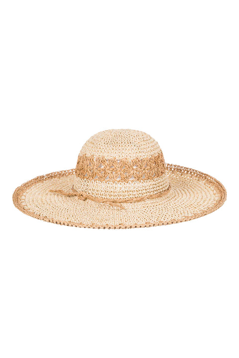 Roxy Pretty As A Flower Sun Hat- Natural- Back