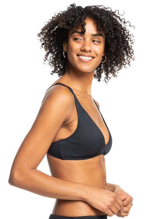 Roxy Rib Roxy Love The Oceana V Bikini Top - Anthracite - Side