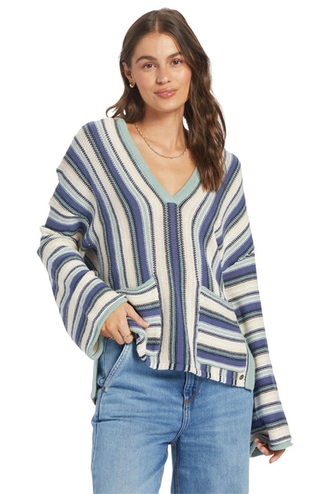Roxy Sayulita Poncho - Tapioca Nautical Stripe