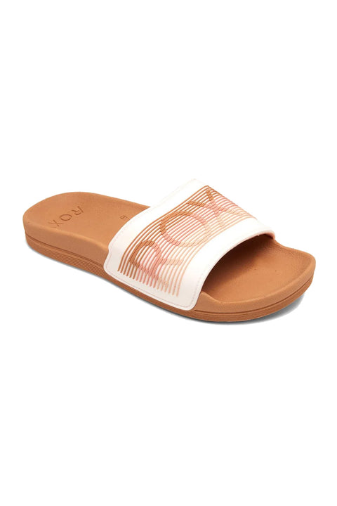 Roxy Slippy Water-Friendly Sandals - Tan- Side view of one sandal