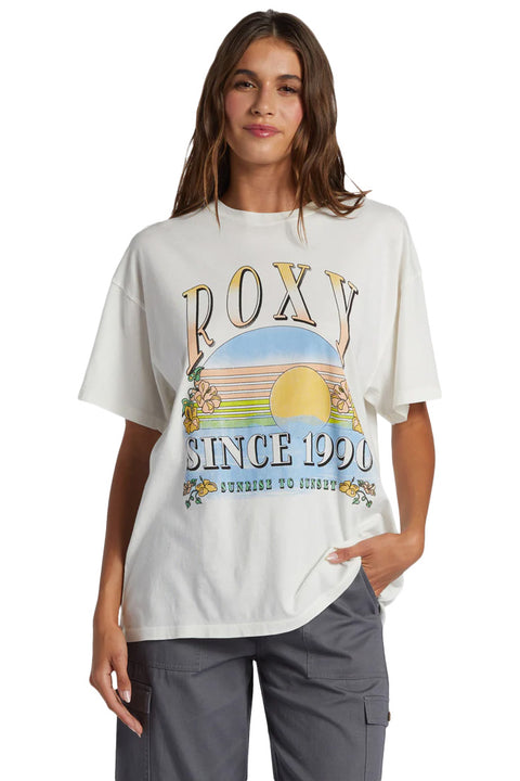 Roxy Sunrise To Sunset Oversized Boyfriend Tee - Snow White