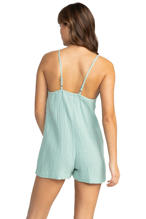 Roxy Sunshine Haze V-Neck Romper - Blue Surf- Back