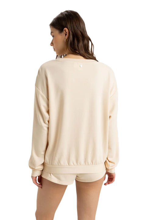 Roxy Surfing By Moonlight Crew Neck Sweatshirt - Tapioca- Back
