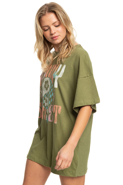 Roxy Sweet Janis Oversized Tee - Loden Green - Side