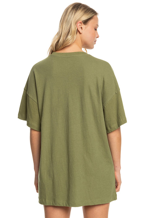 Roxy Sweet Janis Oversized Tee - Loden Green - Back