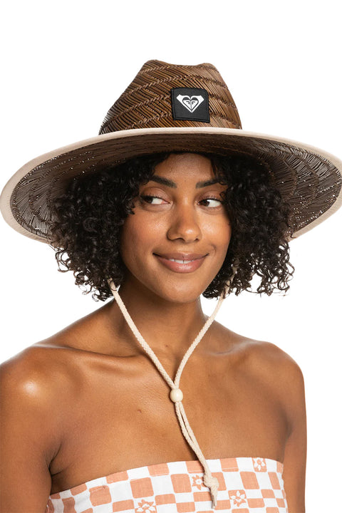 Roxy Tomboy Sun Hat - Beige- Front on model