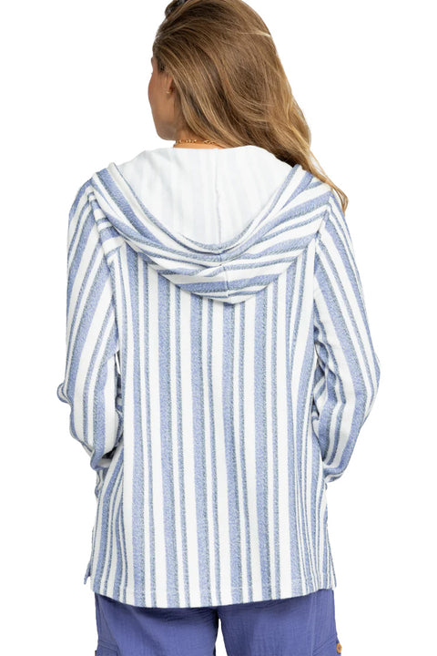 Roxy Wild And Free Poncho Hoodie - Bijou Silk Caye Stripe- Back