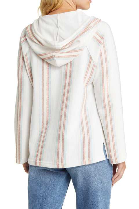 Roxy Wild And Free Poncho Hoodie - Bonzer Stripe Snow White - Back