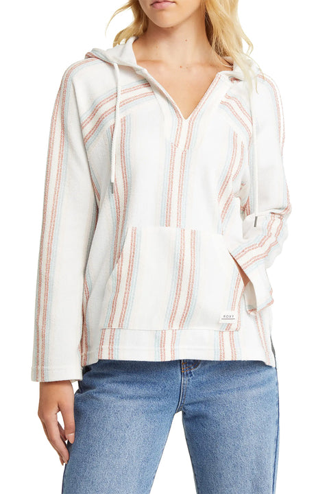 Roxy Wild And Free Poncho Hoodie - Bonzer Stripe Snow White
