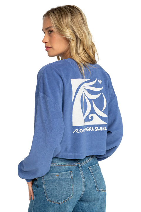 Roxy X Grl Swirl Cropped Sweatshirt - Marlin - Back
