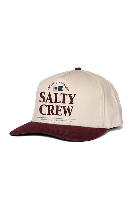 Salty Crew Coordinates Snapback Hat - Off White / Red- front