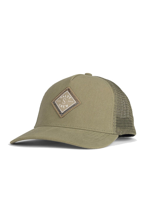 Salty Crew Faded Retro Trucker Hat - Olive- Front