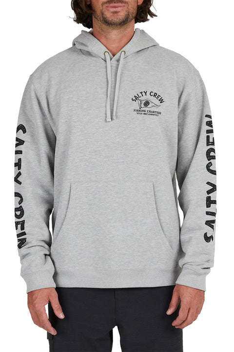 Salty Crew Fishing Charters Hooded Fleece - Heather Grey