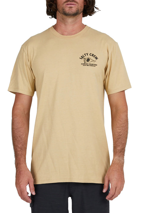 Salty Crew Fishing Charters Premium S/S Tee - Camel - Front
