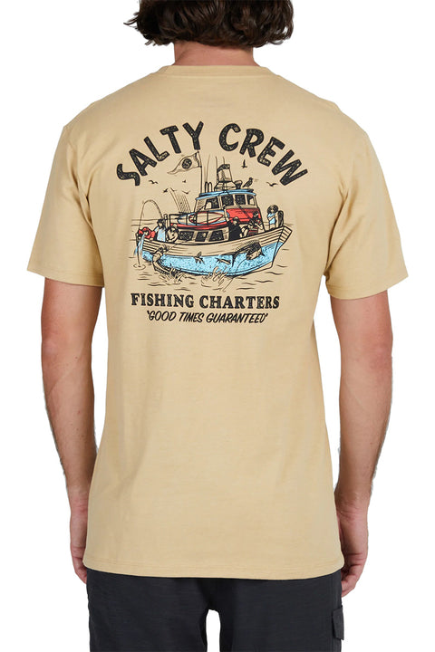 Salty Crew Fishing Charters Premium S/S Tee - Camel - Back