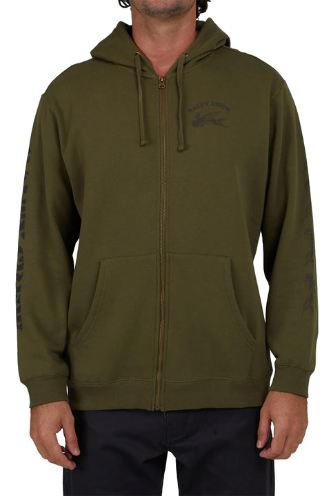 Salty Crew Kamikaze Zip Fleece - Army- Front