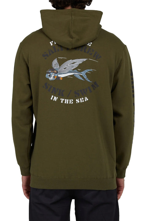 Salty Crew Kamikaze Zip Fleece - Army-back
