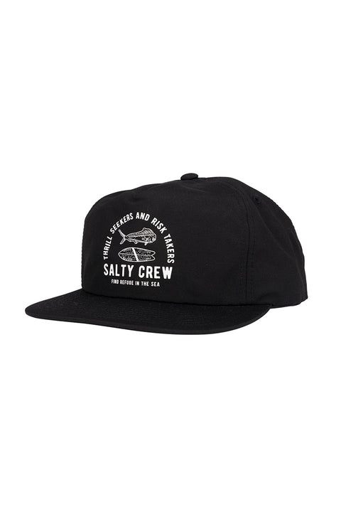 Salty Crew Lateral Line 5 Panel Hat - Black