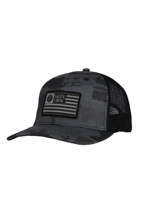 Salty Crew Patriot Retro Trucker Hat - Black / Camo- Front