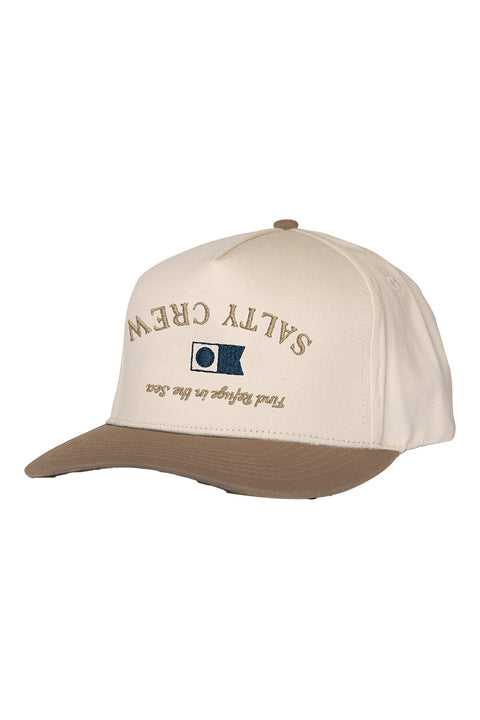 Salty Crew Upside Down Crew Snapback Hat - Off White / Tan- Front