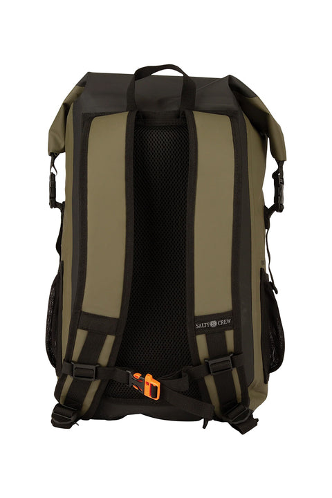 Salty Crew Voyager Roll Top Backpack - Black / Military - Straps
