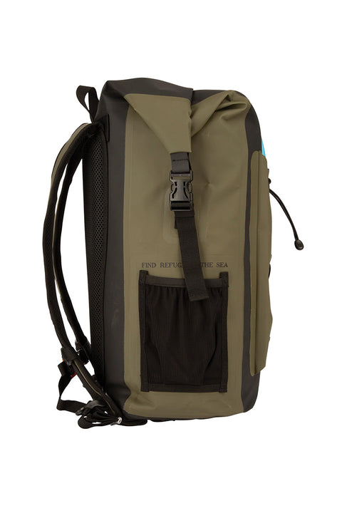 Salty Crew Voyager Roll Top Backpack - Black / Military - Side